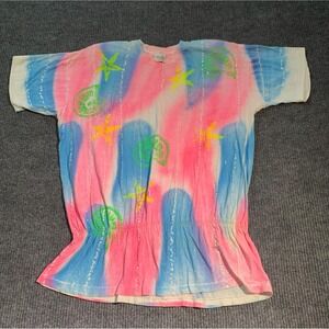 VTG Sportgear T Shirt Womens One Size 2XL Beach Cover Up 90s Colorful Resort